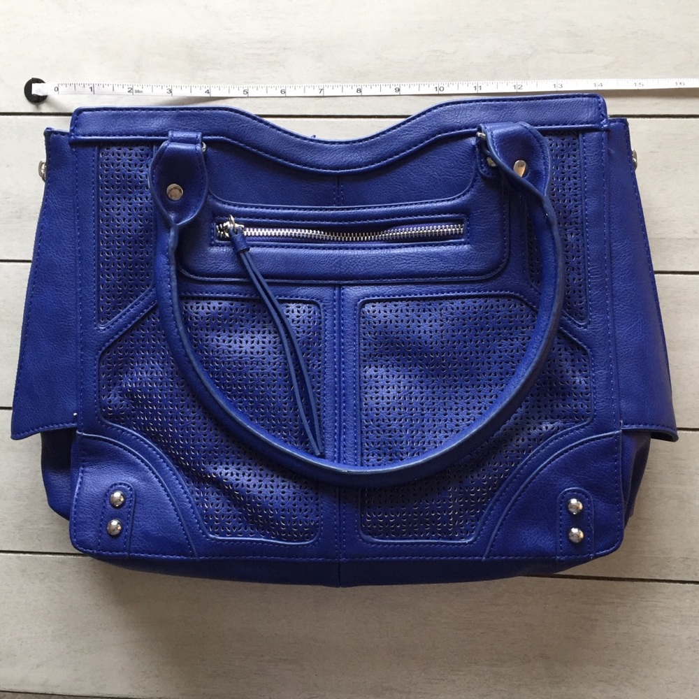 Royal blue laser cut purse